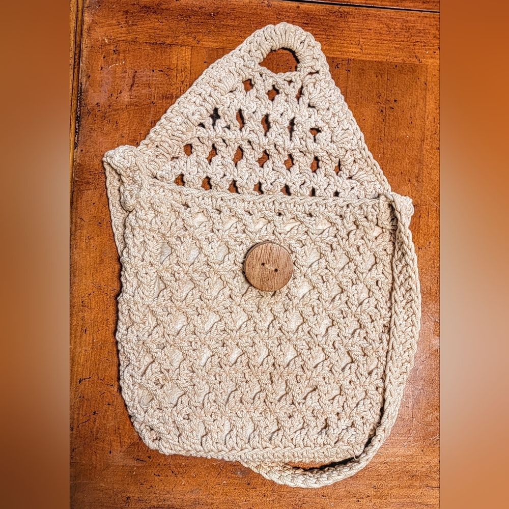 Macrame Boho Cottage Shoulder Bag Summer Beach Vacation Button Flap Philippines - Picture 10 of 12